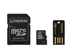 MICRO SD KINGSTON 4GB MULTIKIT CON ADAPTADOR SD + USB CLASE 4 MB