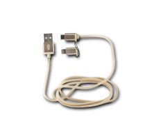 CABLE DATOS Y CARGA METAL KSIX 2 EN 1 MICRO USB CON ADAPTADOR LIGHTNING METALIZADO Oro