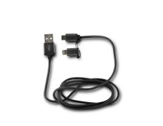 CABLE DATOS Y CARGA 2 EN 1 MICRO USB CON ADAPTADOR LIGHTNING METALIZADO NEGRO