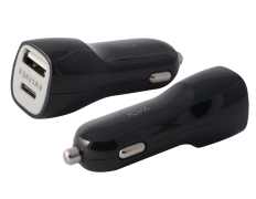 CARGADOR DE COCHE 2 USB KSIX 4A USB + USB TIPO C NEGRO