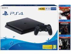 Consola PS4 Slim (500GB) God of War III + Uncharted Legado Perdido + TLOU Remastered