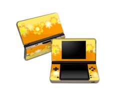 Skin Retro Orange Flowers Nintendo DSi XL