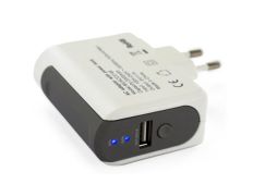 Transformador USB 1A + Batería Externa 2000mAh Blanco Muvit