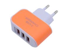 Enchufe 3 Puertos LED USB Naranja