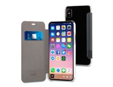 Funda Folio Negra Doble PU Transparente iPhone X Muvit