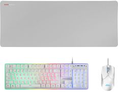 Pack Mars Gaming MCPX Teclado H-Mech+Ratón+Alfombrilla Blanco