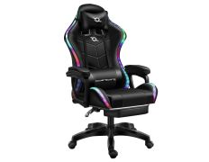 Silla Gaming PowerGaming LED RGB con Reposapiés - Negro