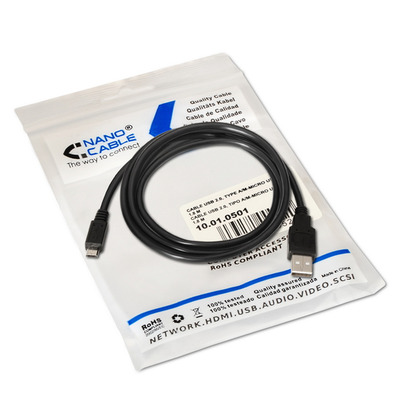 NANOCABLE CABLE USB 2.0, TIPO A/M-MICRO USB B/M, 0.8 M