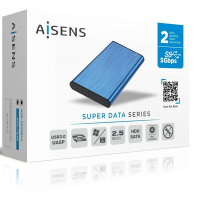 Caja Externa 2.5'' USB 3.1 SATA Aisens Aluminio Azul ASE-2525BLU