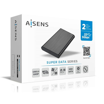 Caja Externa 2.5'' USB 3.1 SATA Aisens Aluminio Negro ASE-2525B