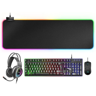 Pack Gaming Mars Gaming MCPEX Teclado H-MECH + Ratón Óptico + Auriculares + Alfombrilla