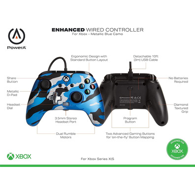 Power A Enhanced Wired Controller Camo Blue (Xbox One/Xbox Series X/S)