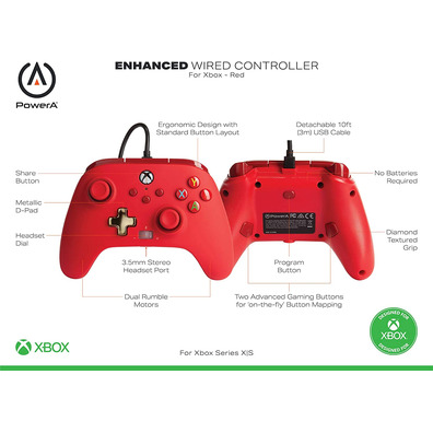 Power A Enhanced Wired Controller Red (Xbox One/Xbox Series X/S)