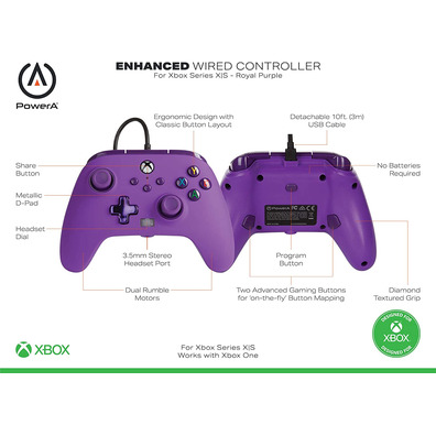 Power A Enhanced Wired Controller Royale Purple (Xbox One/Xbox Series X/S)