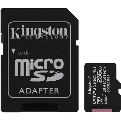 Tarjeta de memoria MicroSD XC 256GB Kingston Canvas Select+Adapt