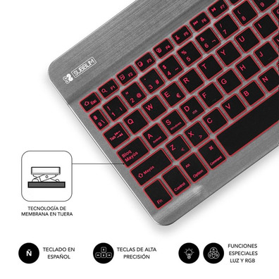 Teclado Smart  BackLit BT Grey Subblim PC/Mac/Android/iOS